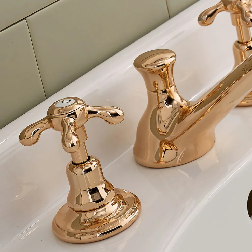 Vintage 3-Loch Waschtischarmatur aus Messing Made in Italy - Klarisa