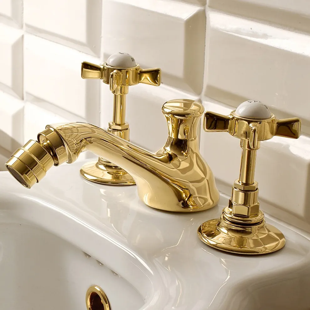 Vintage 3-Loch-Bidetarmaturen aus Messing Made in Italy - Katerina