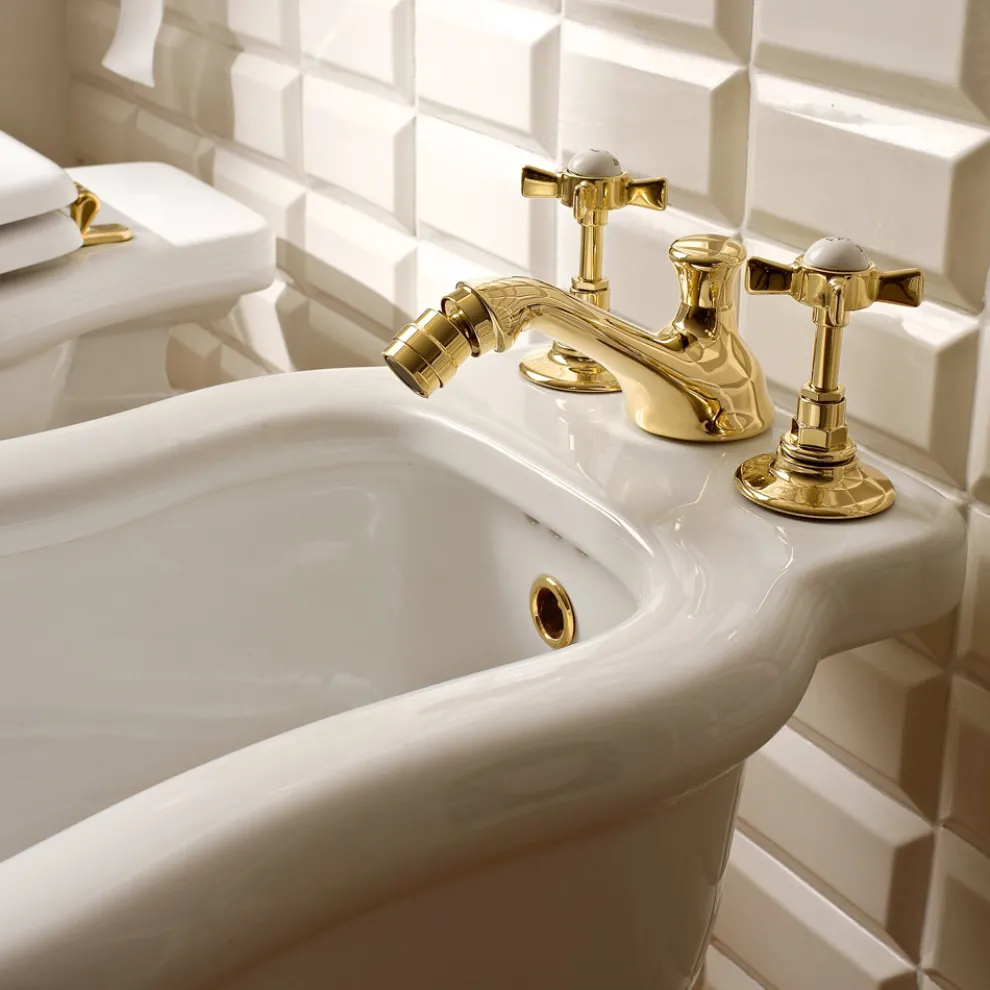 Vintage 3-Loch-Bidetarmaturen aus Messing Made in Italy - Katerina