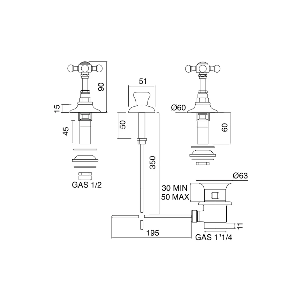 Vintage Messing Design Bidet Wasserhahn mit interner Lieferung - Elisea
