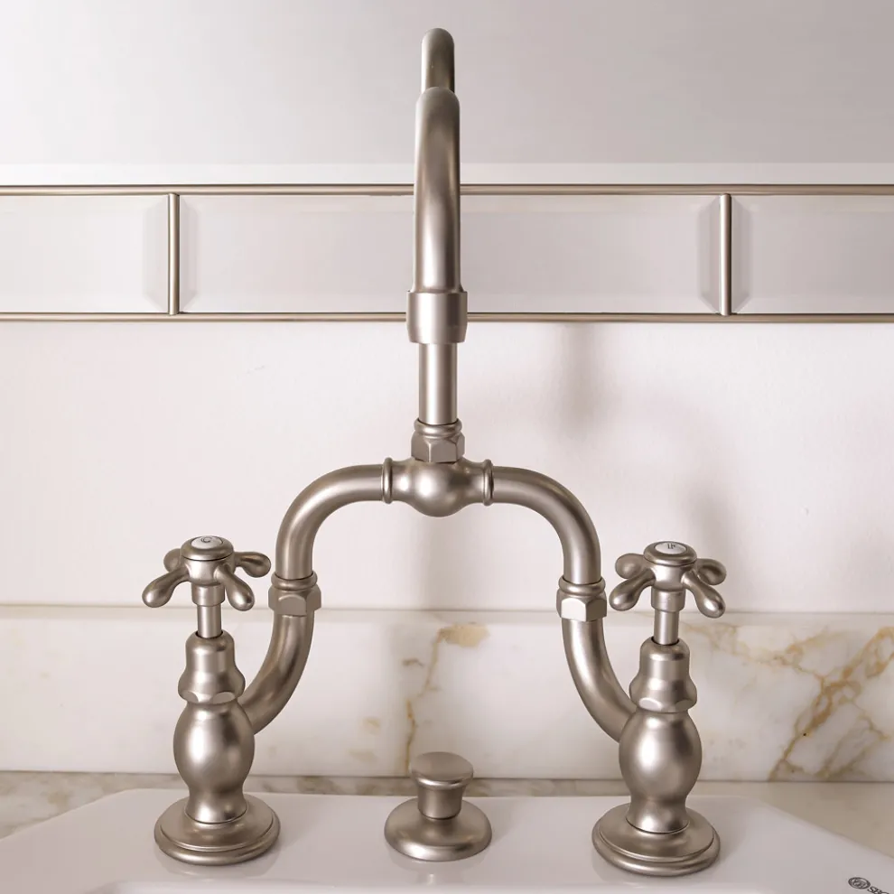 Vintage Mischergruppe für Brückenwaschbecken aus Messing Made in Italy - Klarisa