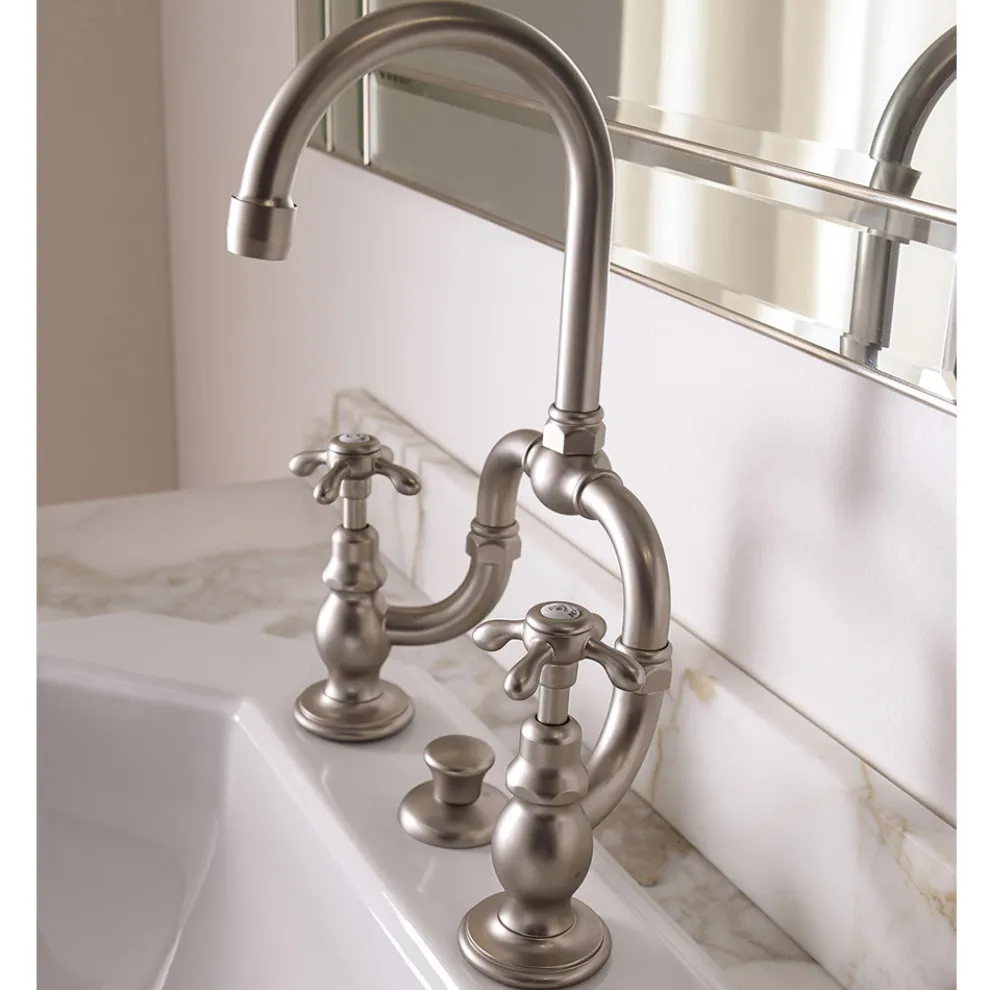 Vintage Mischergruppe für Brückenwaschbecken aus Messing Made in Italy - Klarisa