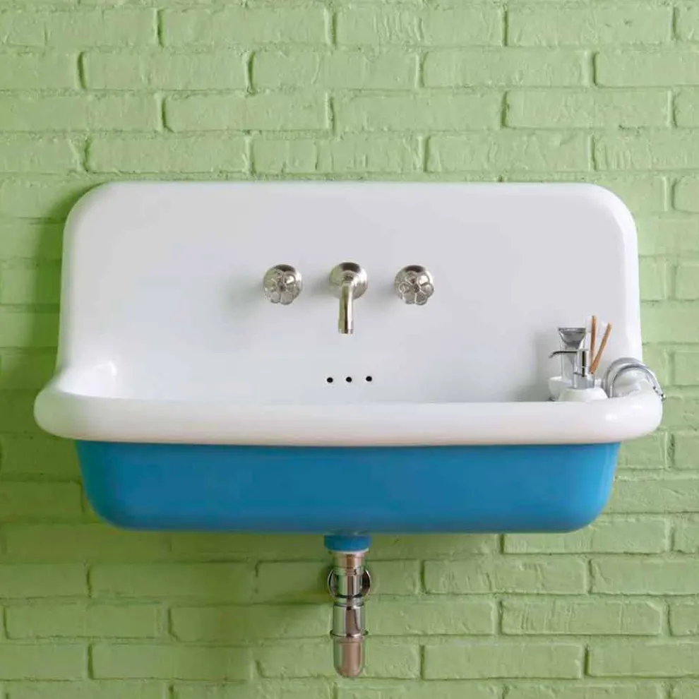 Vintage rechteckige Wandwaschbecken aus Keramik, Henry