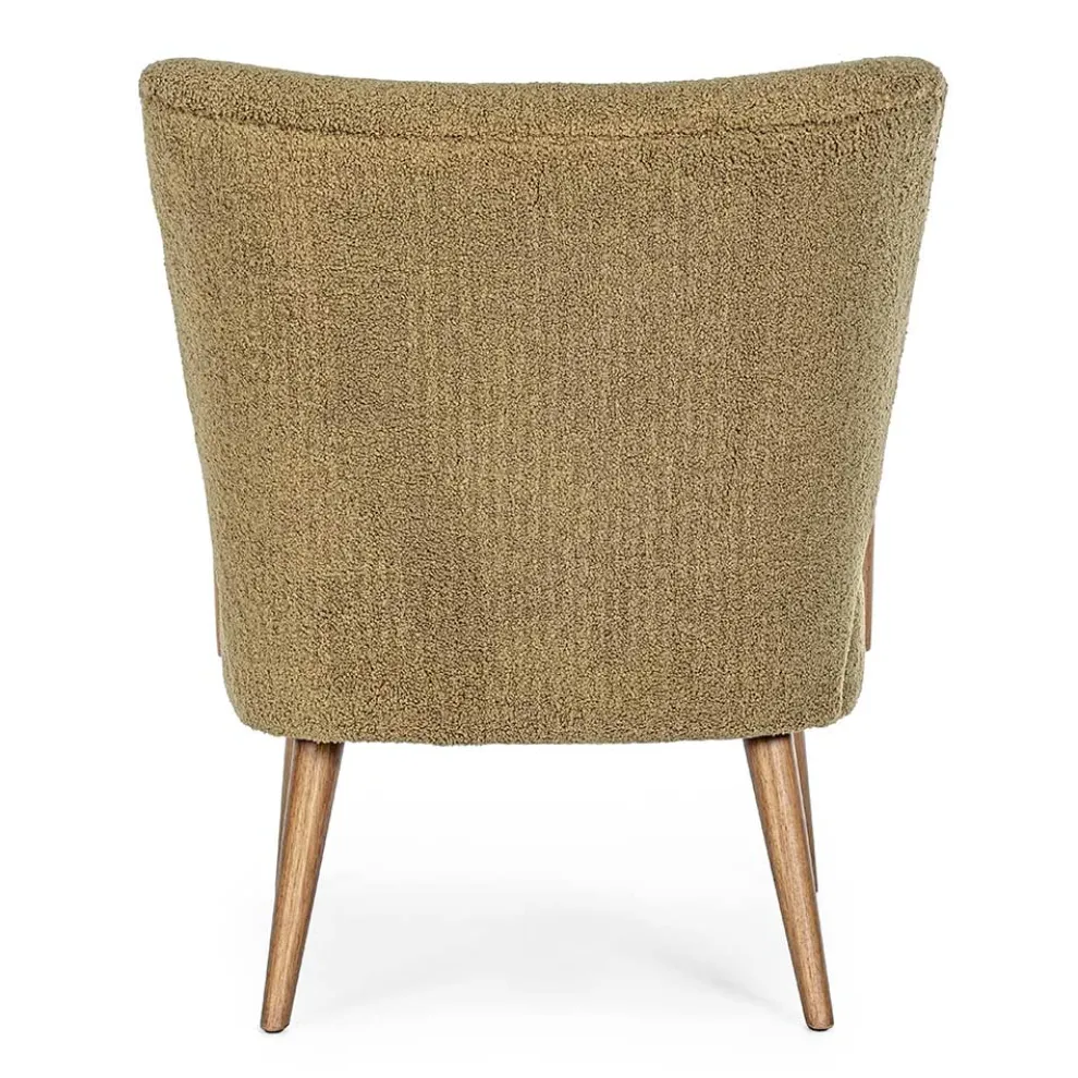 Vintage Rubberwood Sessel und Sitzfläche und Armlehnen in Wolloptik - Patrizia