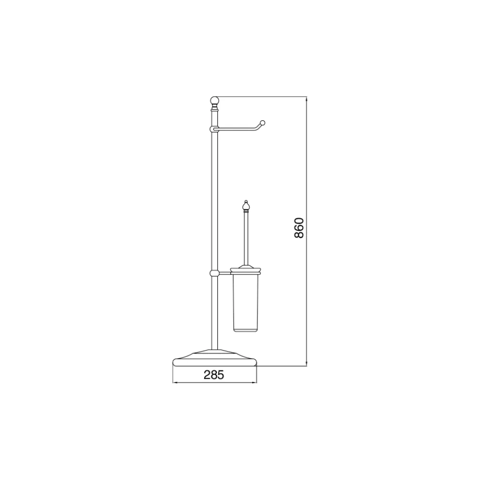 Vintage Stehlampe mit Papierhalter und Toilettenbürstenhalter aus Messing und Keramik - Caen