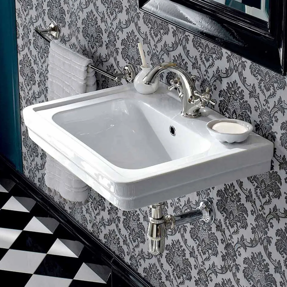 Vintage Style Wandbehang Waschbecken aus weißer Keramik Made in Italy - Marwa