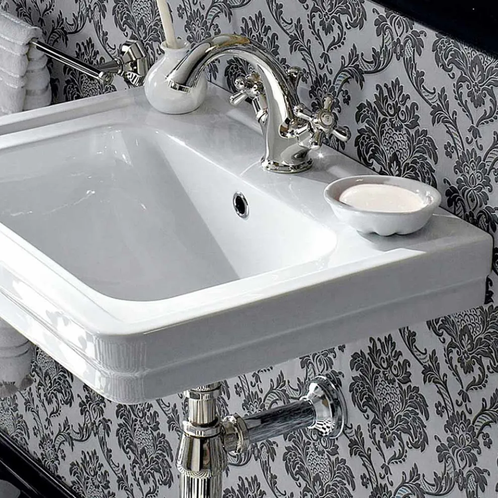 Vintage Style Wandbehang Waschbecken aus weißer Keramik Made in Italy - Marwa