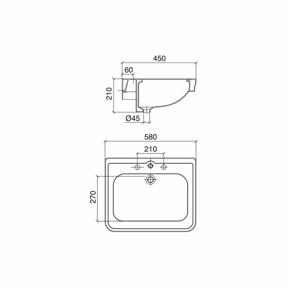 Vintage Style Wandbehang Waschbecken aus weißer Keramik Made in Italy - Marwa
