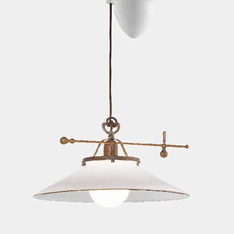 Vintage Ups and Downs Lampe aus Muranoglas und Messing - Country von Il Fanale