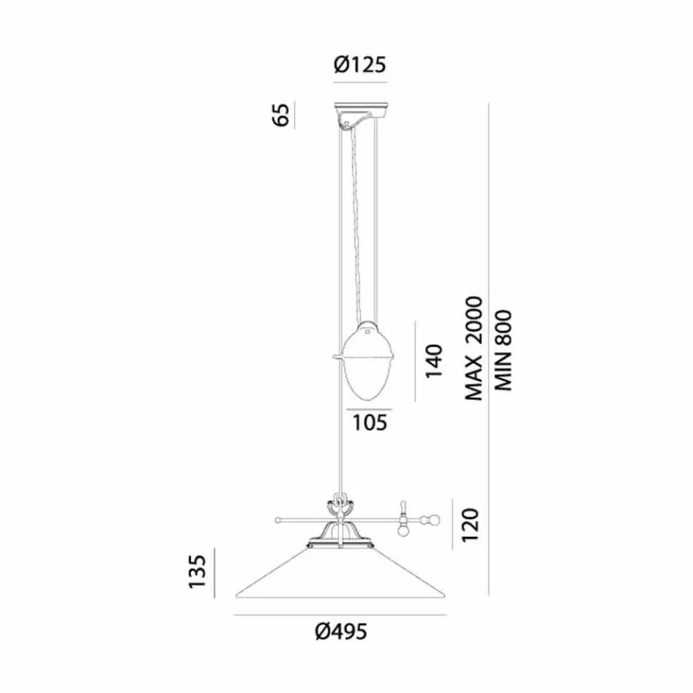 Vintage Ups and Downs Lampe aus Muranoglas und Messing - Country von Il Fanale