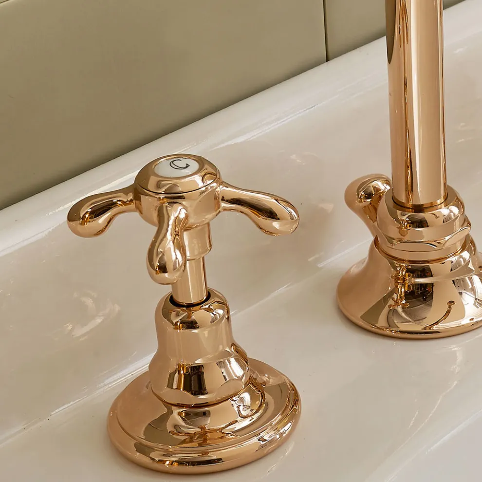 Vintage Waschtischarmatur aus Messing 3 Löcher Made in Italy - Klarisa