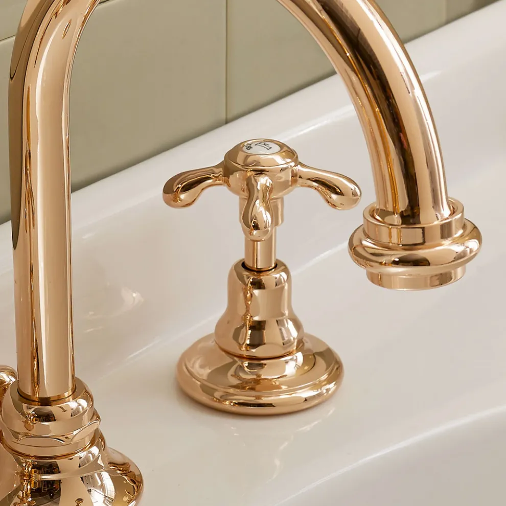 Vintage Waschtischarmatur aus Messing 3 Löcher Made in Italy - Klarisa