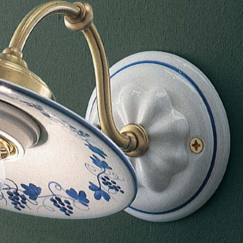 Vintage-Applikation aus Eisen und Keramik, verziert mit handgemaltem Design - Asti