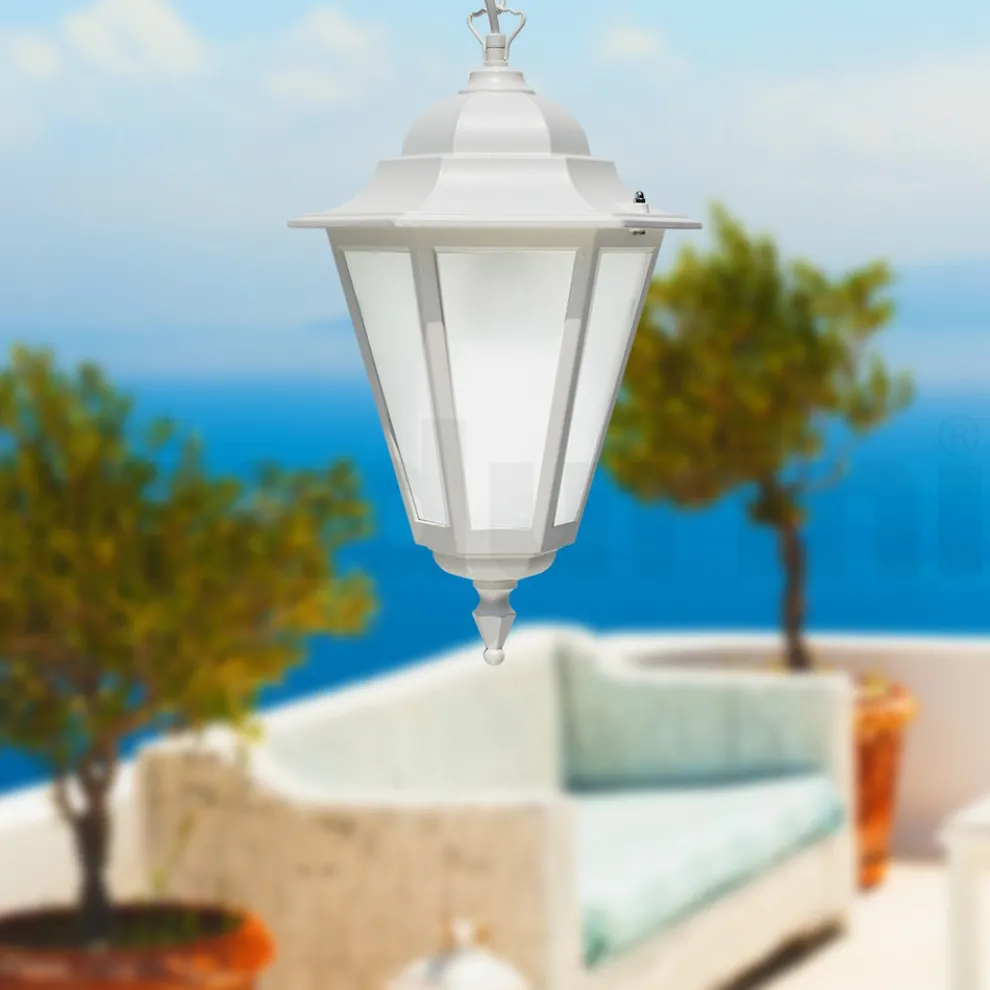 Vintage-Außenlaterne aus weißem Aluminium, hergestellt in Italien – Terella