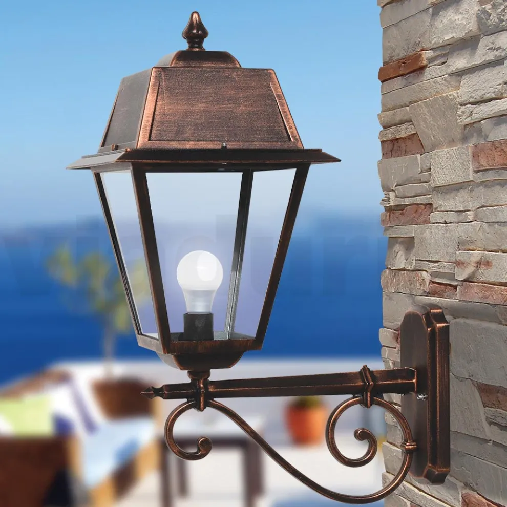 Vintage-Außenwandleuchte aus Aluminium und Glas, hergestellt in Italien – Doroty