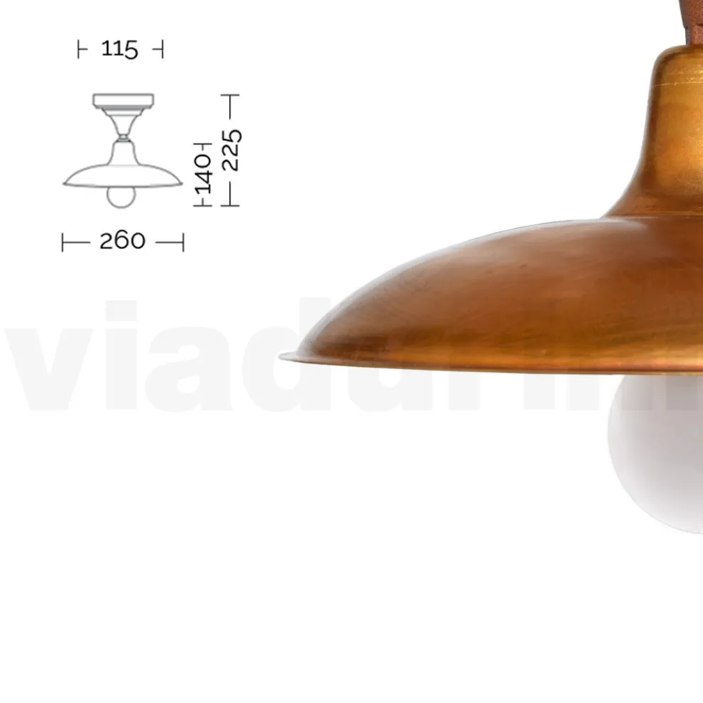 Vintage-Deckenleuchte für den Außenbereich aus Aluminium und Messing, hergestellt in Italien – Adela