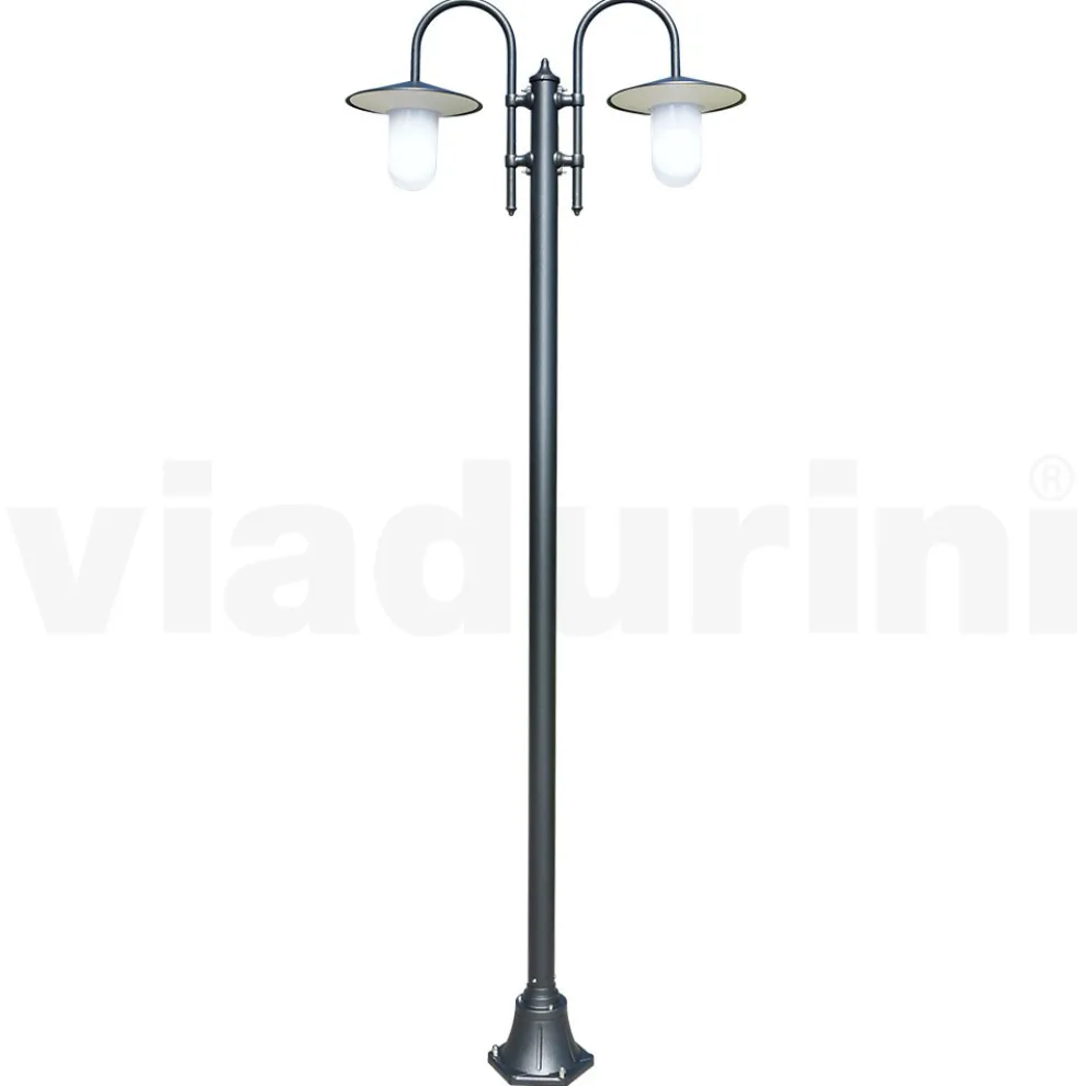 Vintage-Gartenlampe mit 2 Lichtern aus Aluminium, hergestellt in Italien – Belen