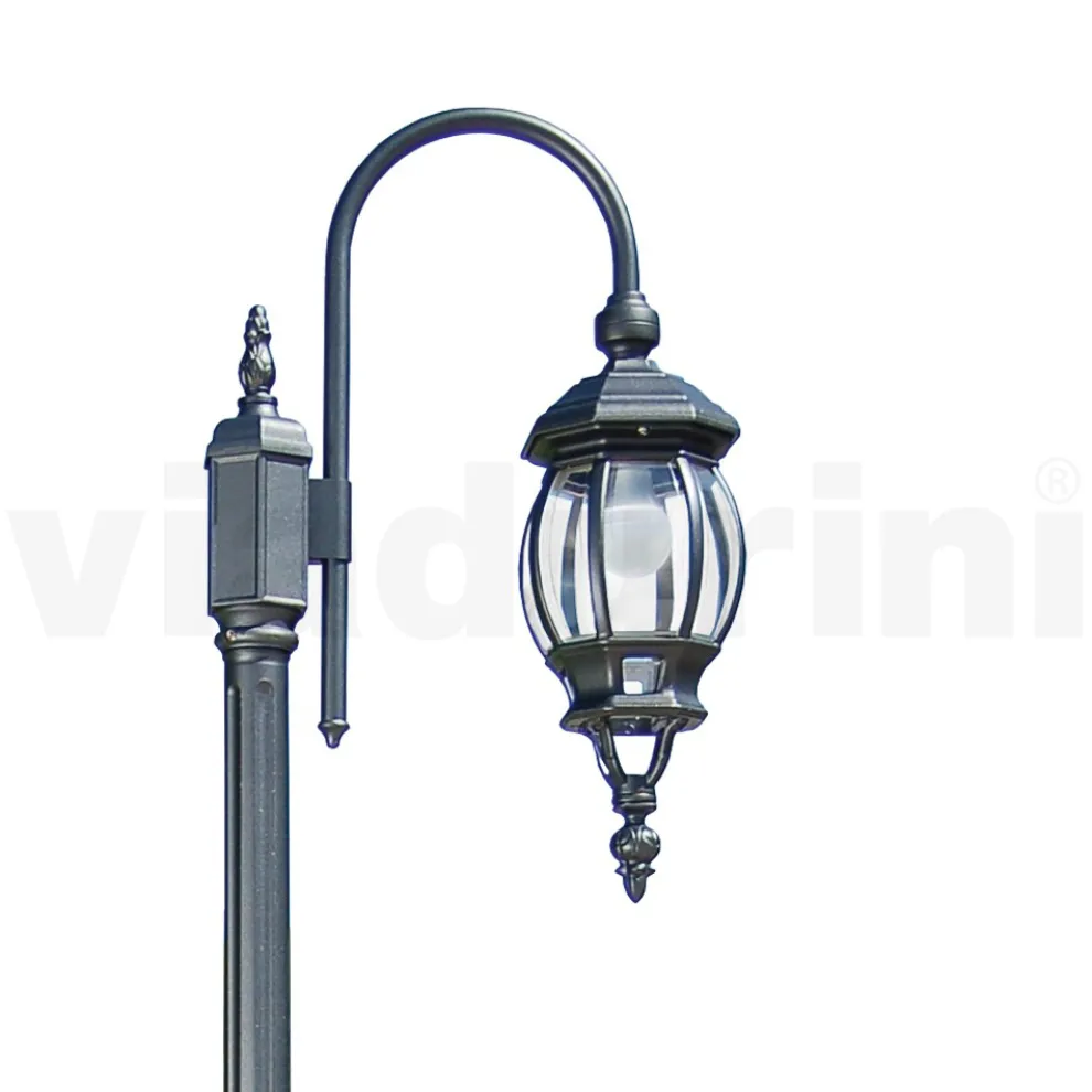 Vintage-Gartenlampe aus anthrazitfarbenem Aluminium, hergestellt in Italien – Empire