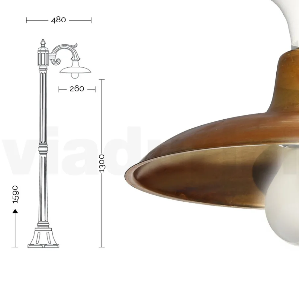 Vintage-Lampe aus Aluminium mit Diffusor aus Messing, hergestellt in Italien – Adela