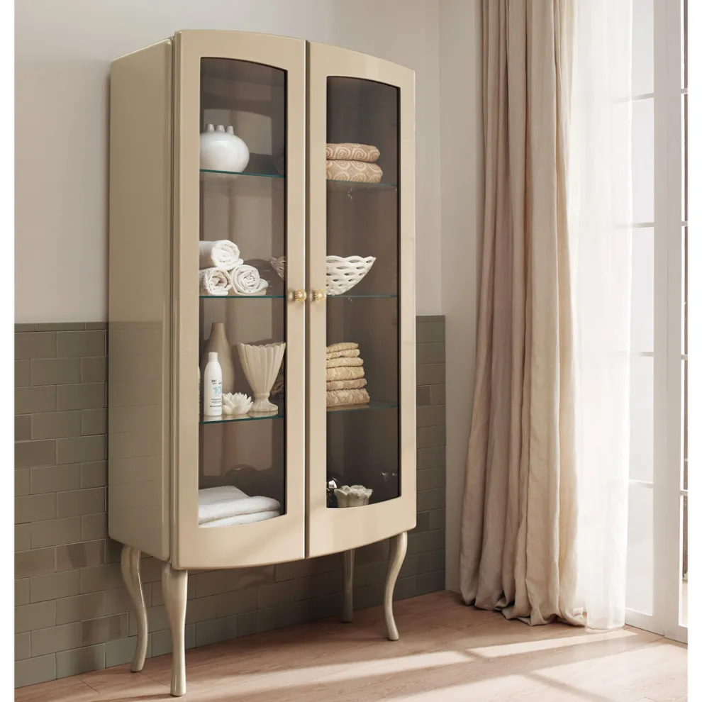 Vitrine komplett mit zwei Türen und drei Glasböden, hergestellt in Italien – Candy