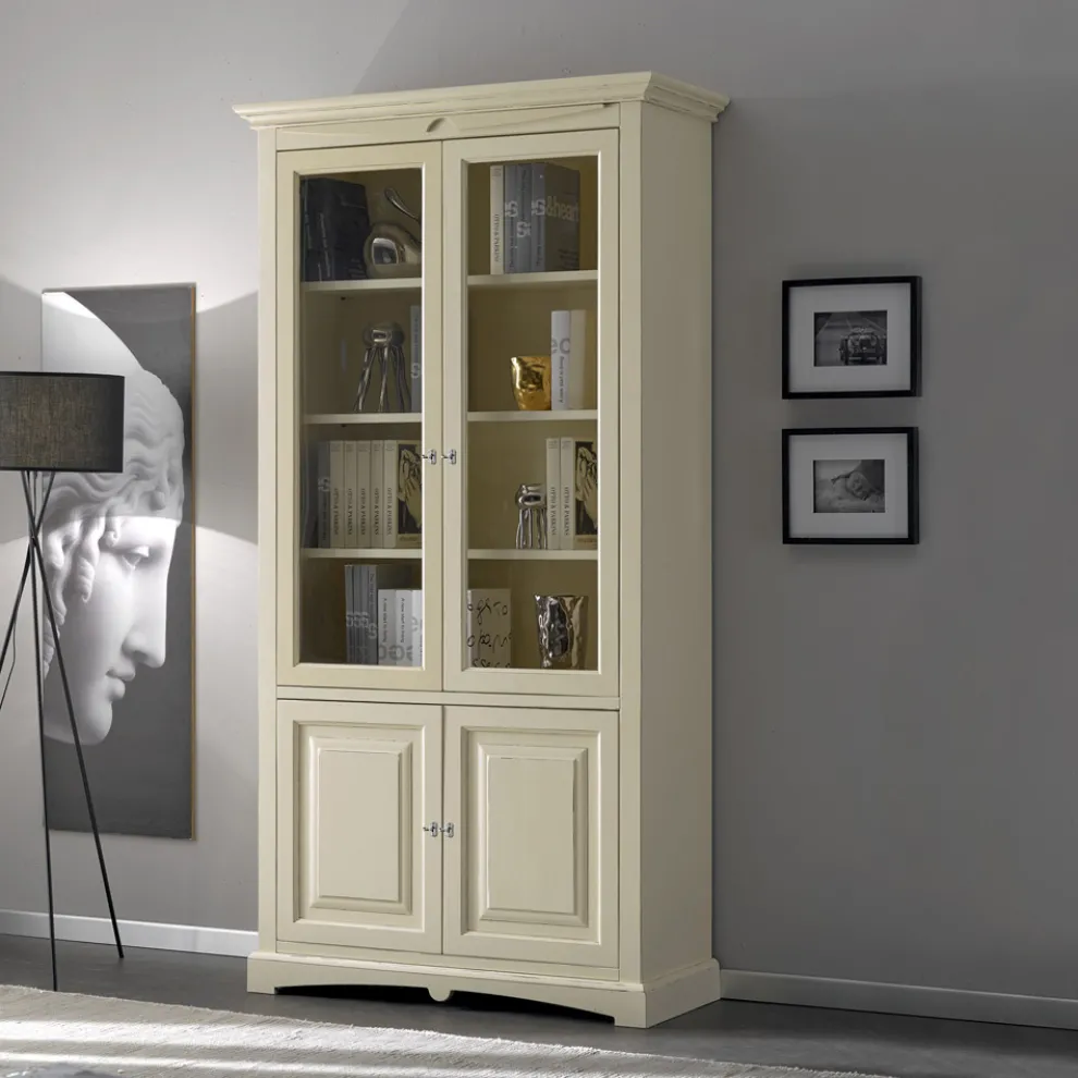 Vitrine mit 2 Holztüren und 2 Glastüren Made in Italy – Fenrir