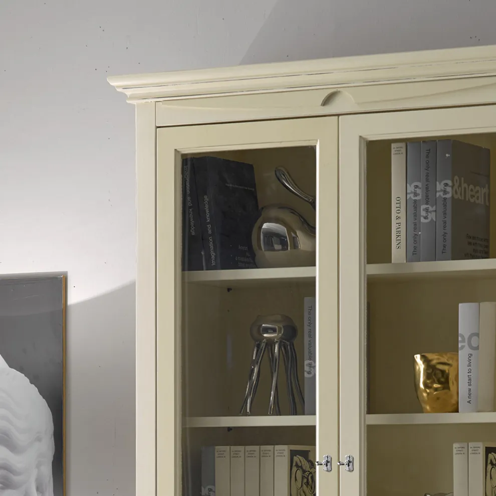 Vitrine mit 2 Holztüren und 2 Glastüren Made in Italy – Fenrir