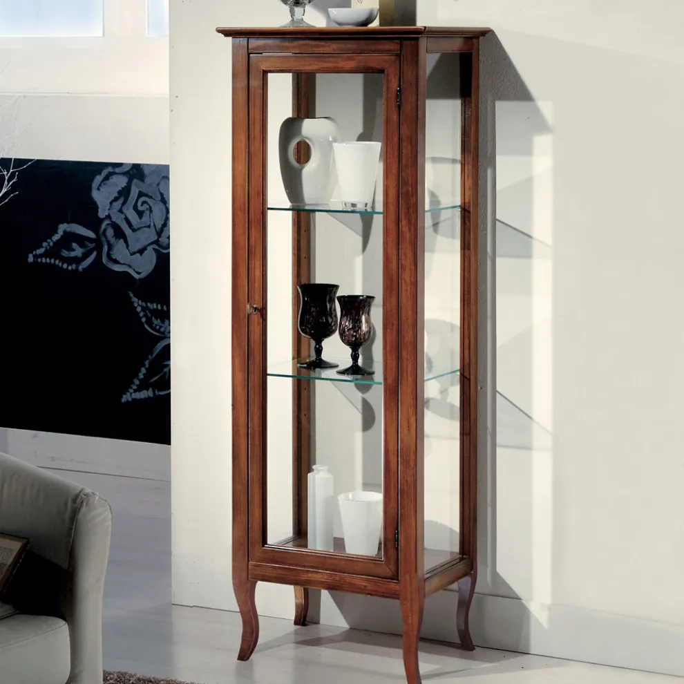 Vitrine mit Glasböden und gepolsterter Rückseite, hergestellt in Italien – Assur