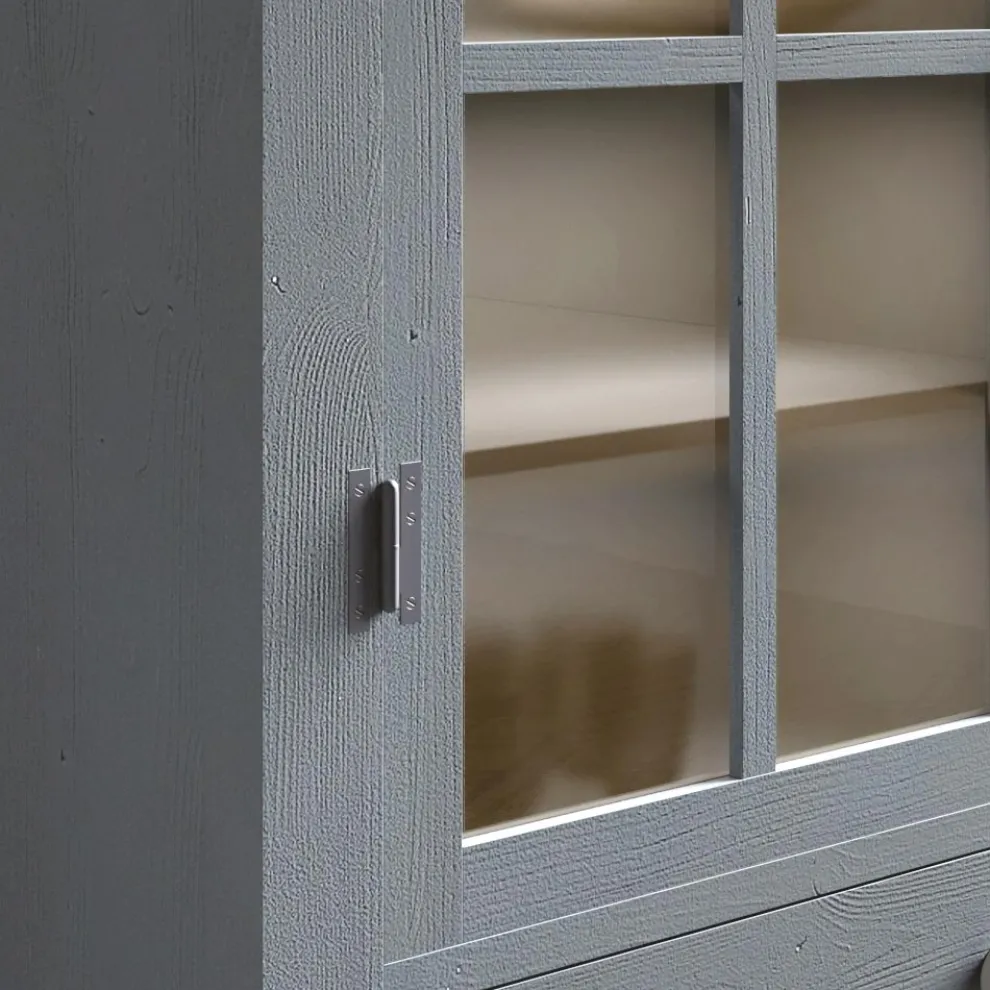 Vitrine Wohnzimmer aus massivem Tannenholz, vollständig in Italien hergestellt - Pascual