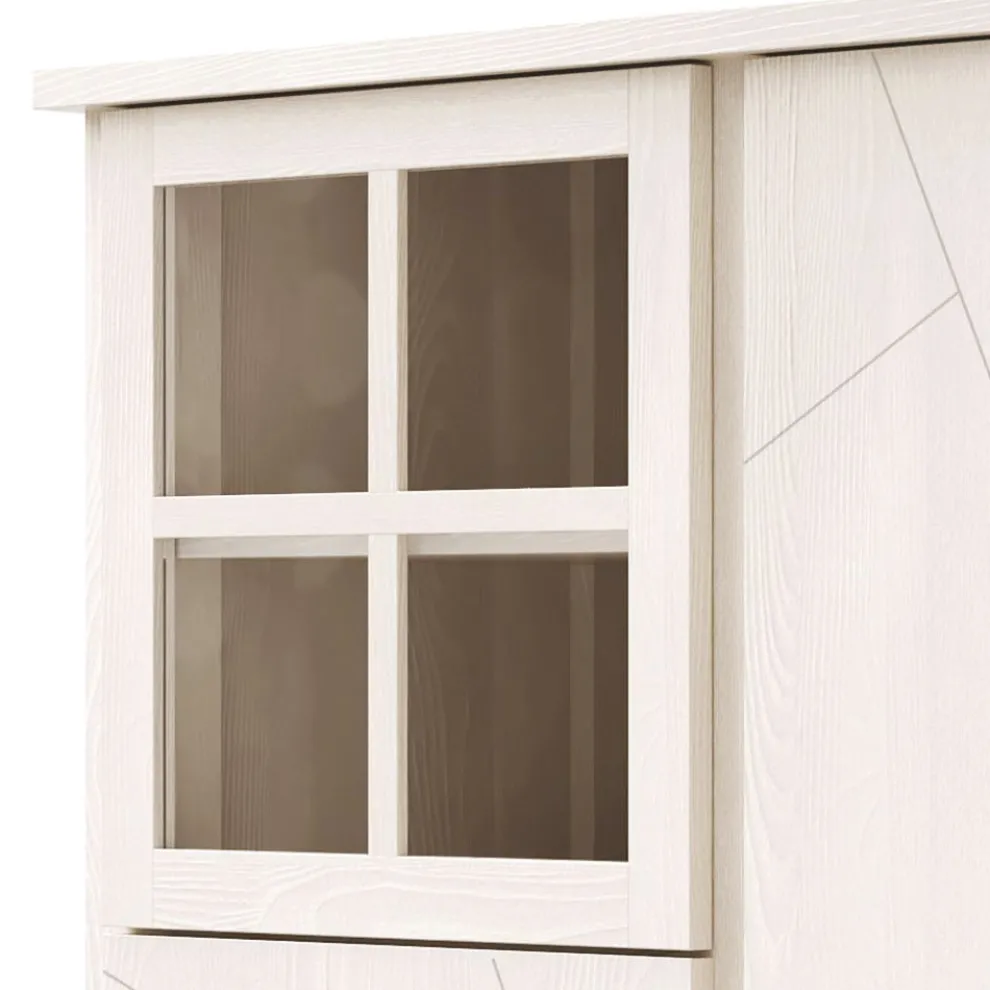 Vitrinenstruktur für das Wohnzimmer aus massivem Tannenholz Made in Italy - Pascual