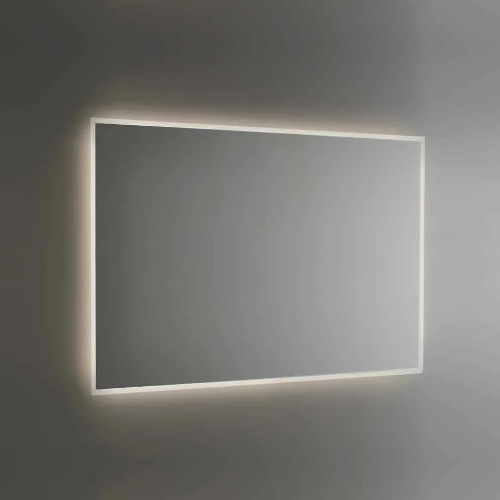 Von hinten beleuchteter Badezimmerspiegel mit sandgestrahltem Rahmen Made in Italy - Floriana