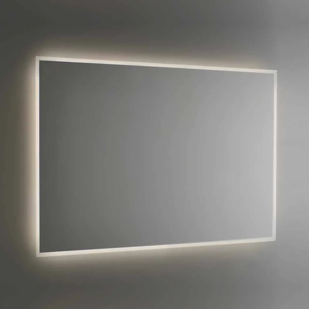 Von hinten beleuchteter Badezimmerspiegel mit sandgestrahltem Rahmen Made in Italy - Floriana