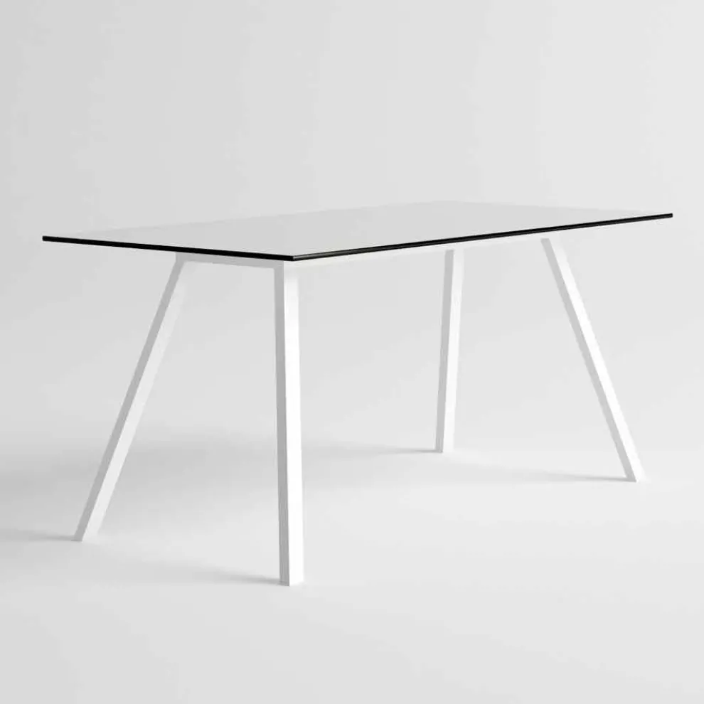 Gartentisch aus modernem Design aus weißem Aluminium und HPL-Laminat - Oceania2