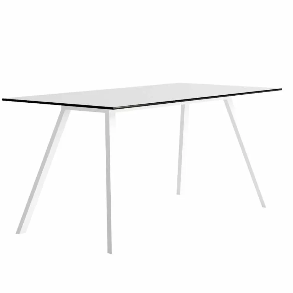 Gartentisch aus modernem Design aus weißem Aluminium und HPL-Laminat - Oceania2