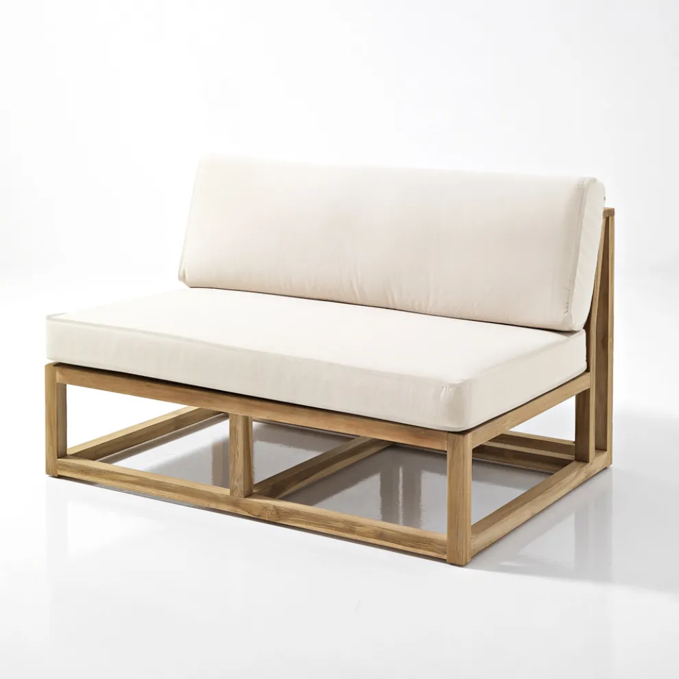 Outdoor-Sofa aus natürlichem Teakholz und Kissen - Circe