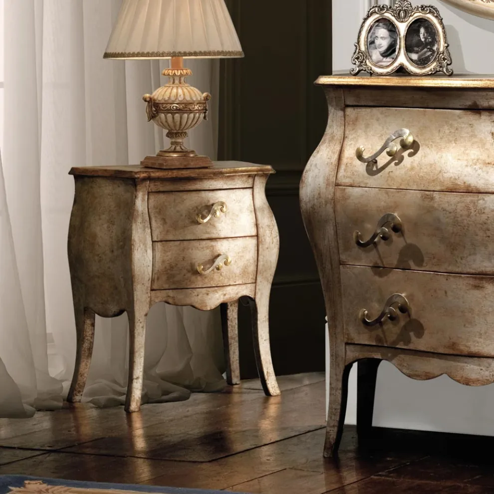 Nachttisch aus Lindenholz mit 2 Schubladen, hergestellt in Italien – Bled