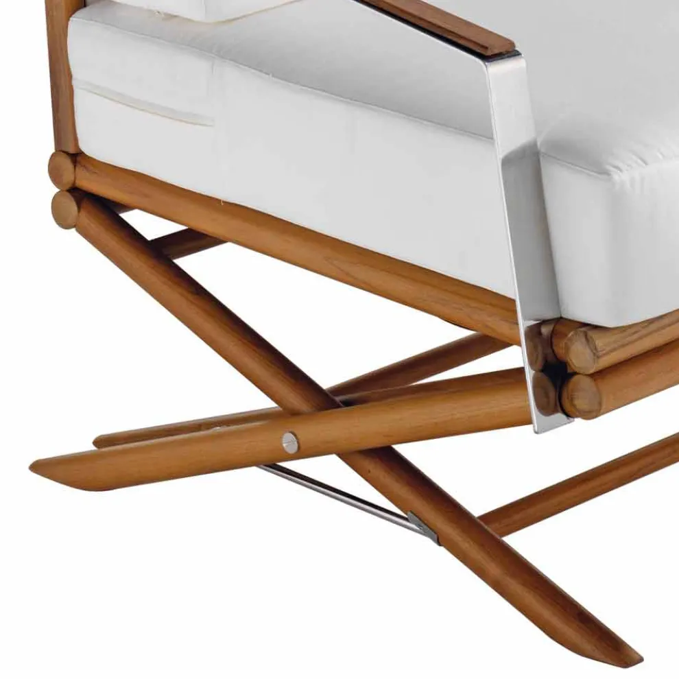 Entwerfen Sie einen Outdoor-Sessel aus Natur- oder Schwarzholz mit Kissen - Suzana