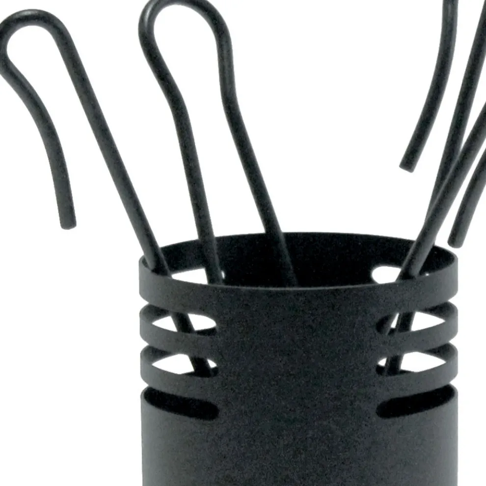 Kaminbesteckhalter mit 4 Metallwerkzeugen, hergestellt in Italien – Baobab