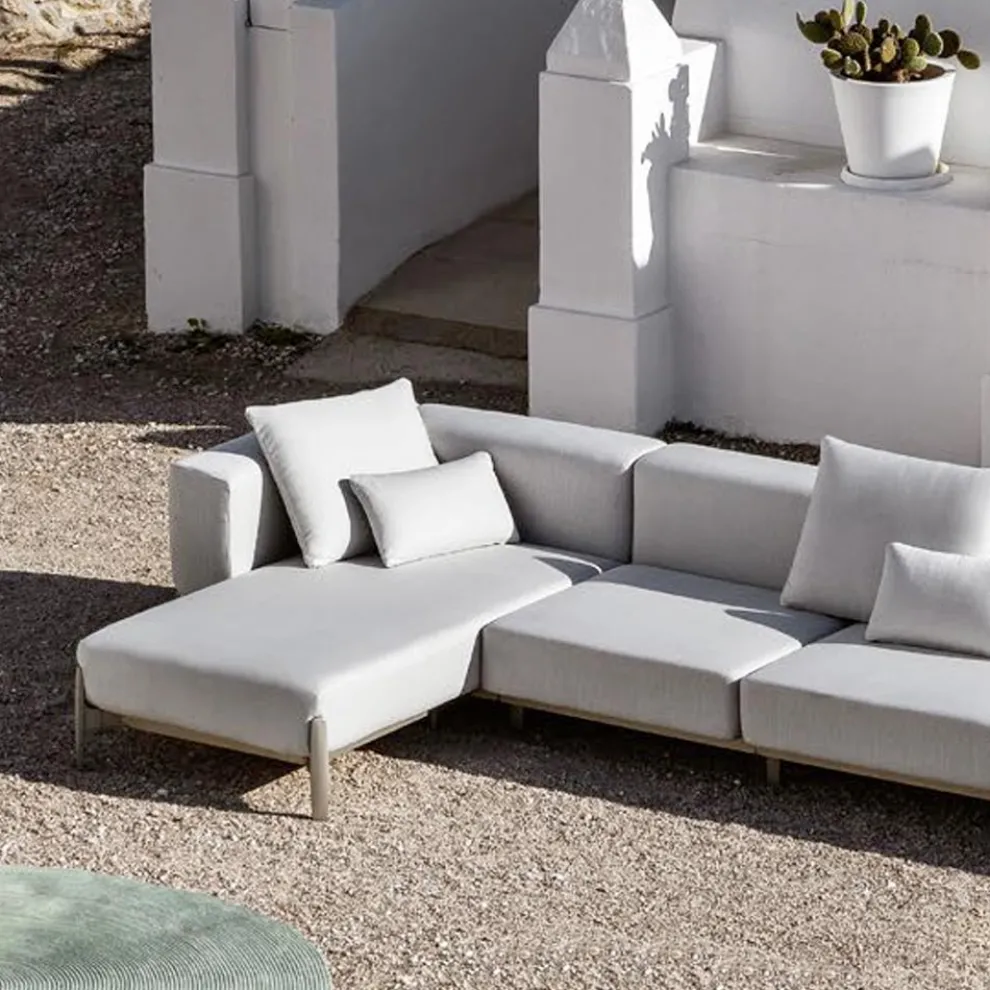 3-Sitzer-Outdoor-Sofa aus Aluminium mit Hocker und Chaiselongue - Filomena