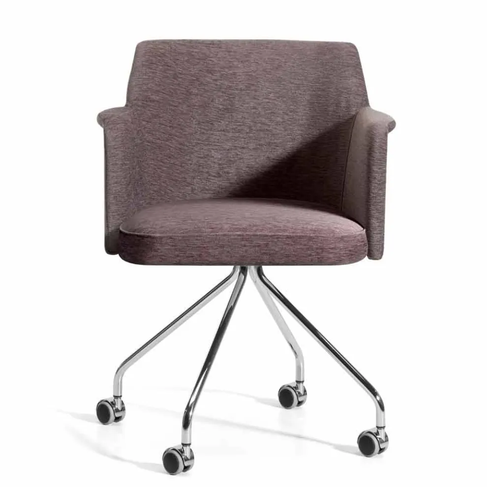 Drehbarer Bürosessel mit Rollen und Armlehnen Made in Italy - Felix