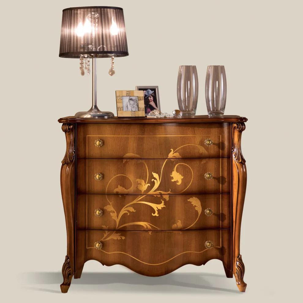 Schlafzimmerkommode aus Holz mit Intarsien Made in Italy - Ottaviano