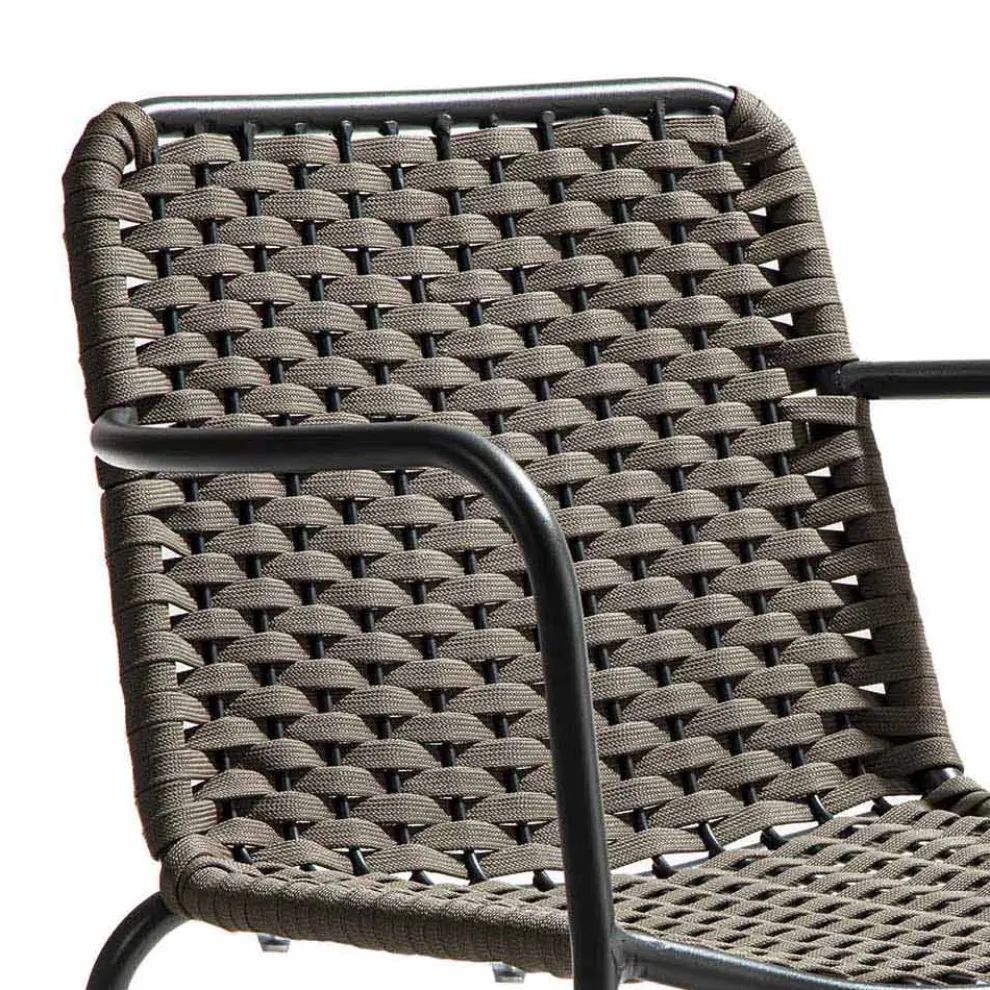 Stapelbarer Gartenstuhl mit Metallarmlehnen und Seil, 4 Stück - Kabarett