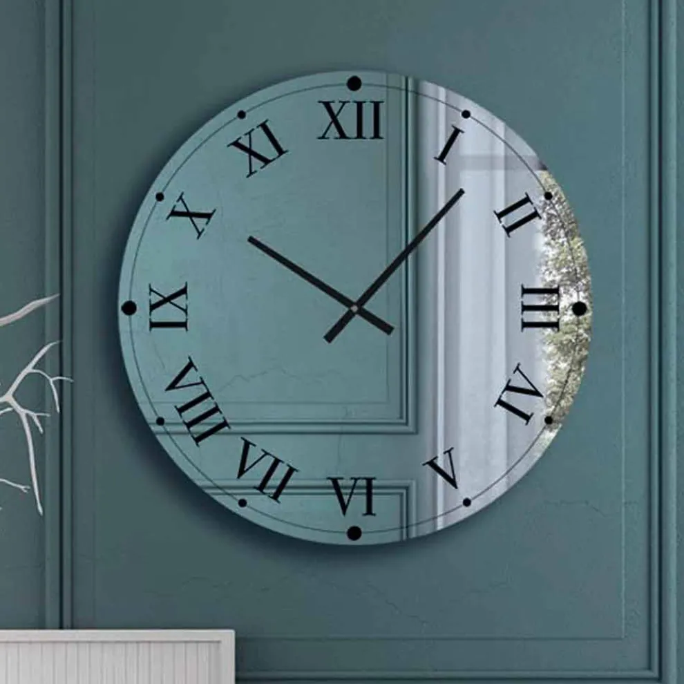 Runde Wanduhr aus verspiegeltem Kristall, hergestellt in Italien – Gear