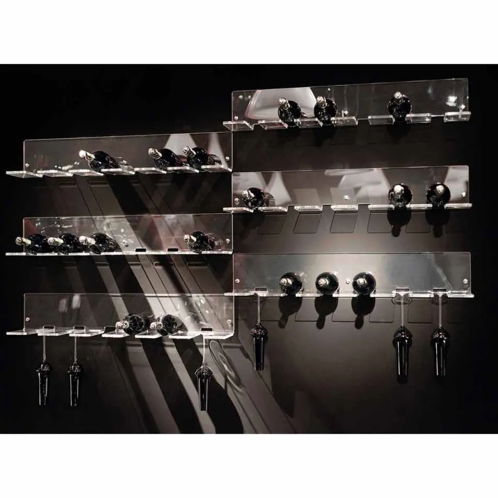 Wandflaschenhalter für 6 Flaschen aus Plexiglas Made in Italy - Canberra