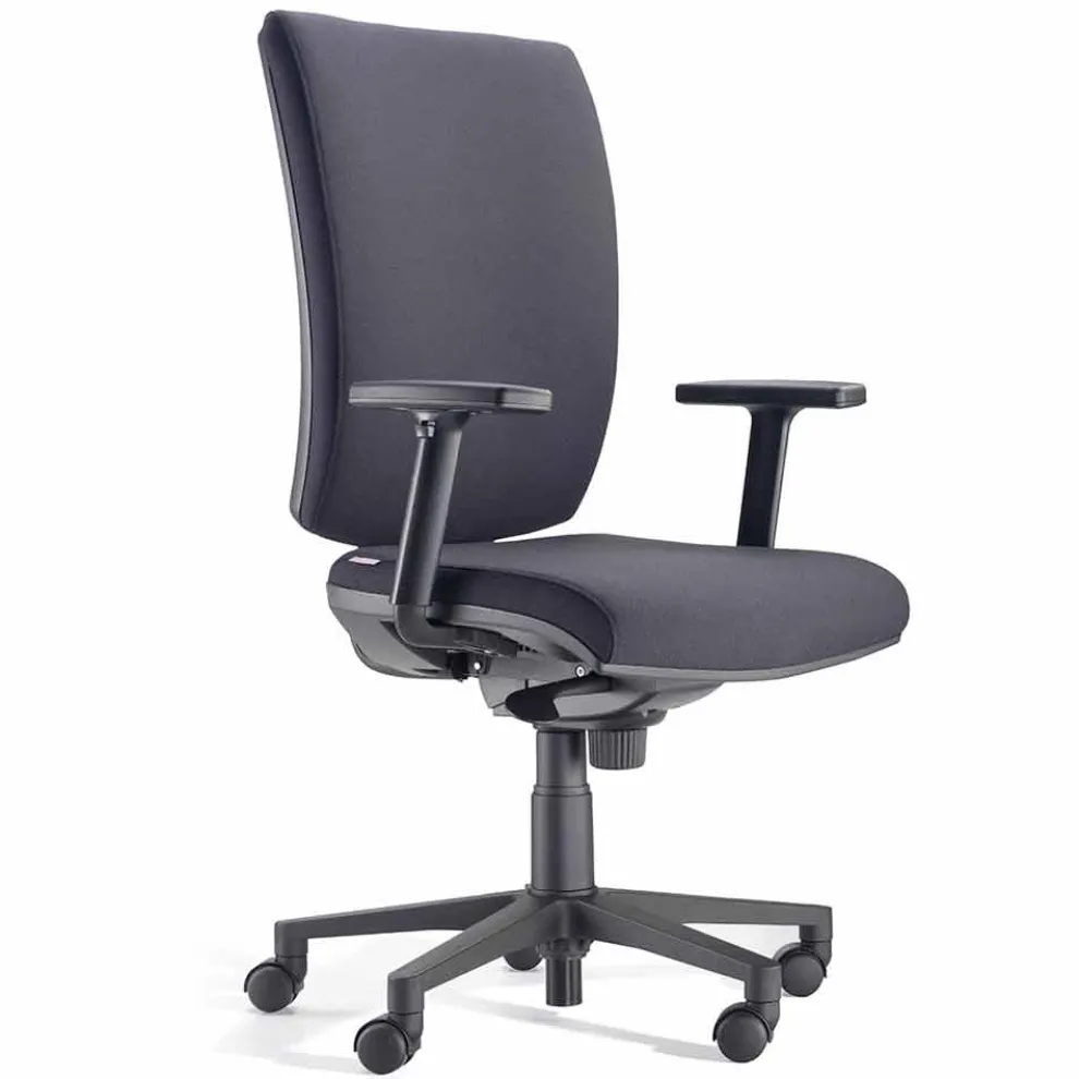Ergonomischer Bürodrehstuhl mit Armlehnen aus schwarzem Stoff - Macrino