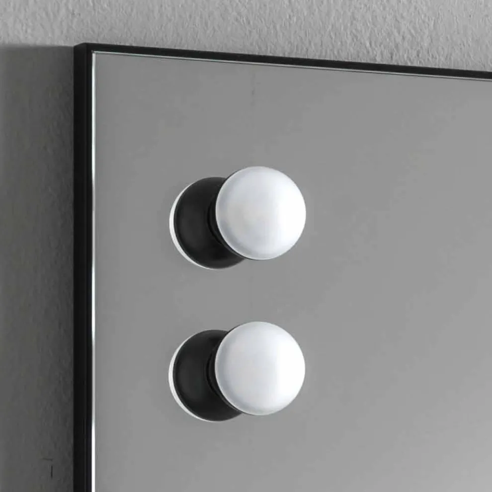 Wand Badezimmerspiegel mit 2 Glühbirnen und schwarzem Rahmen Made in Italy - Rahmen
