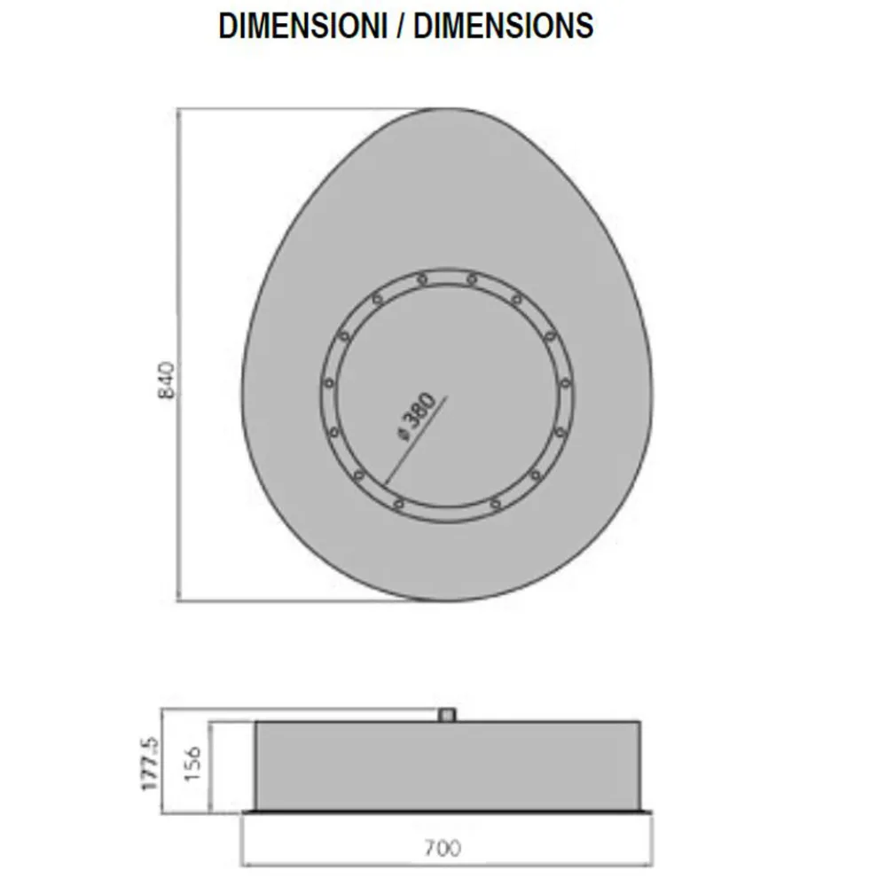 Wand Bioethanol Kamin in ovalem Design lackierter Stahl - Guiscard