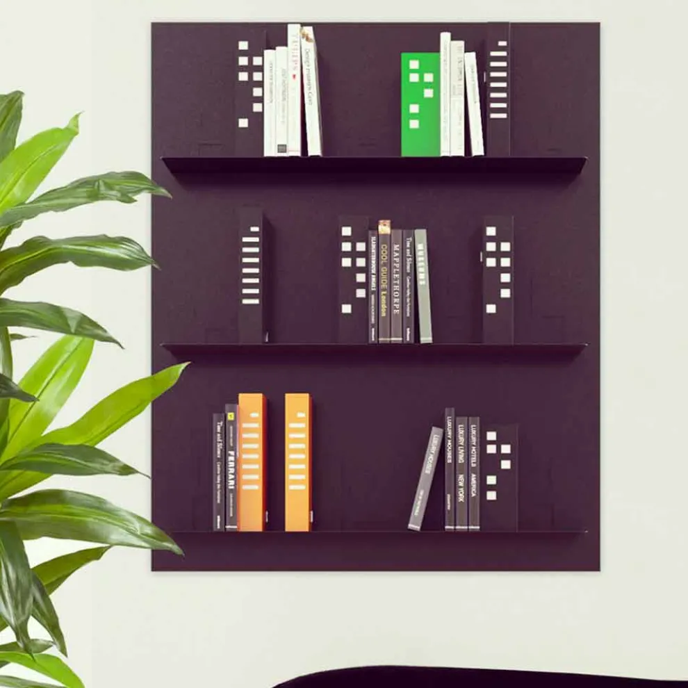 Wand Design Bücherschrank Maße  90x110 Mabele, modell Skyline, handgefertigt