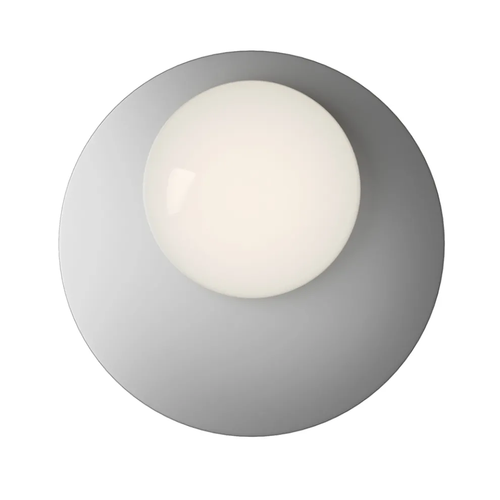 Wand- oder Deckenleuchte aus Aluminium, Metall und weißem Glas - Luma