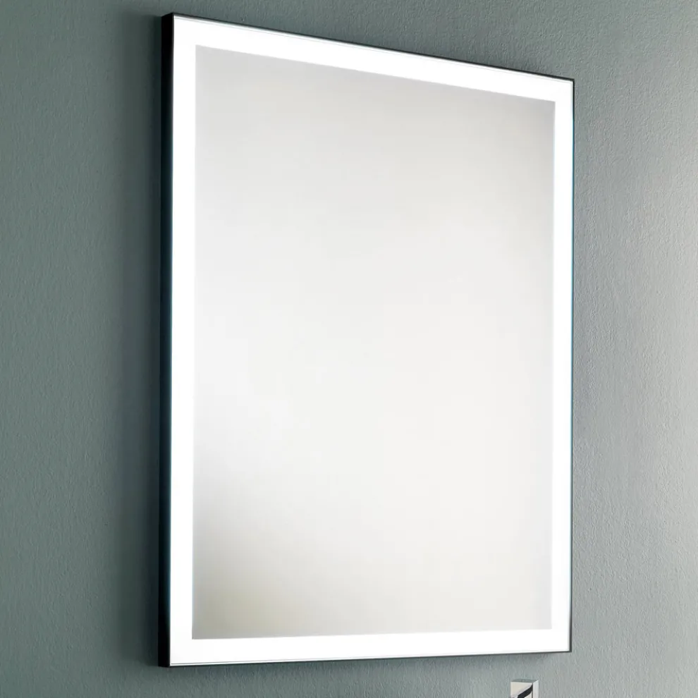 Wand-Badezimmerspiegel mit schwarzem Metallrahmen und LED Made in Italy - Chebeo