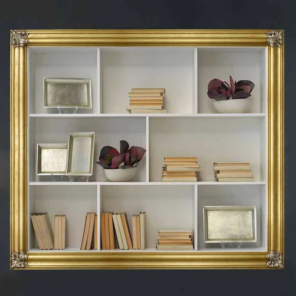 Wand-Bücherregal aus Gelotonholz hergestellt in Italien Giulio